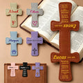 Personalized Magnetic Christian Bookmarks  Custom PU Leather Bookmark with Name & Bible Verses  Catholic Cross Book Marks  Religious Gifts for Women  Students  Teachers  Father  Book Lovers