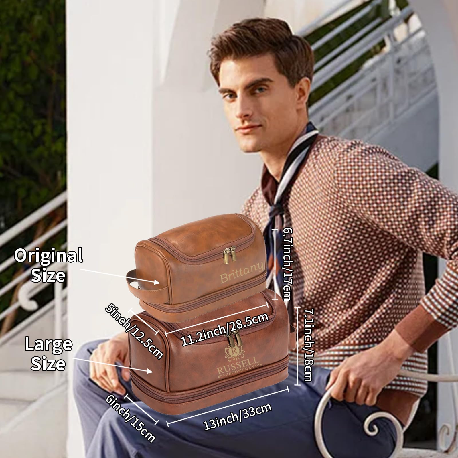 Personalized Leather Toiletry Bag for Men