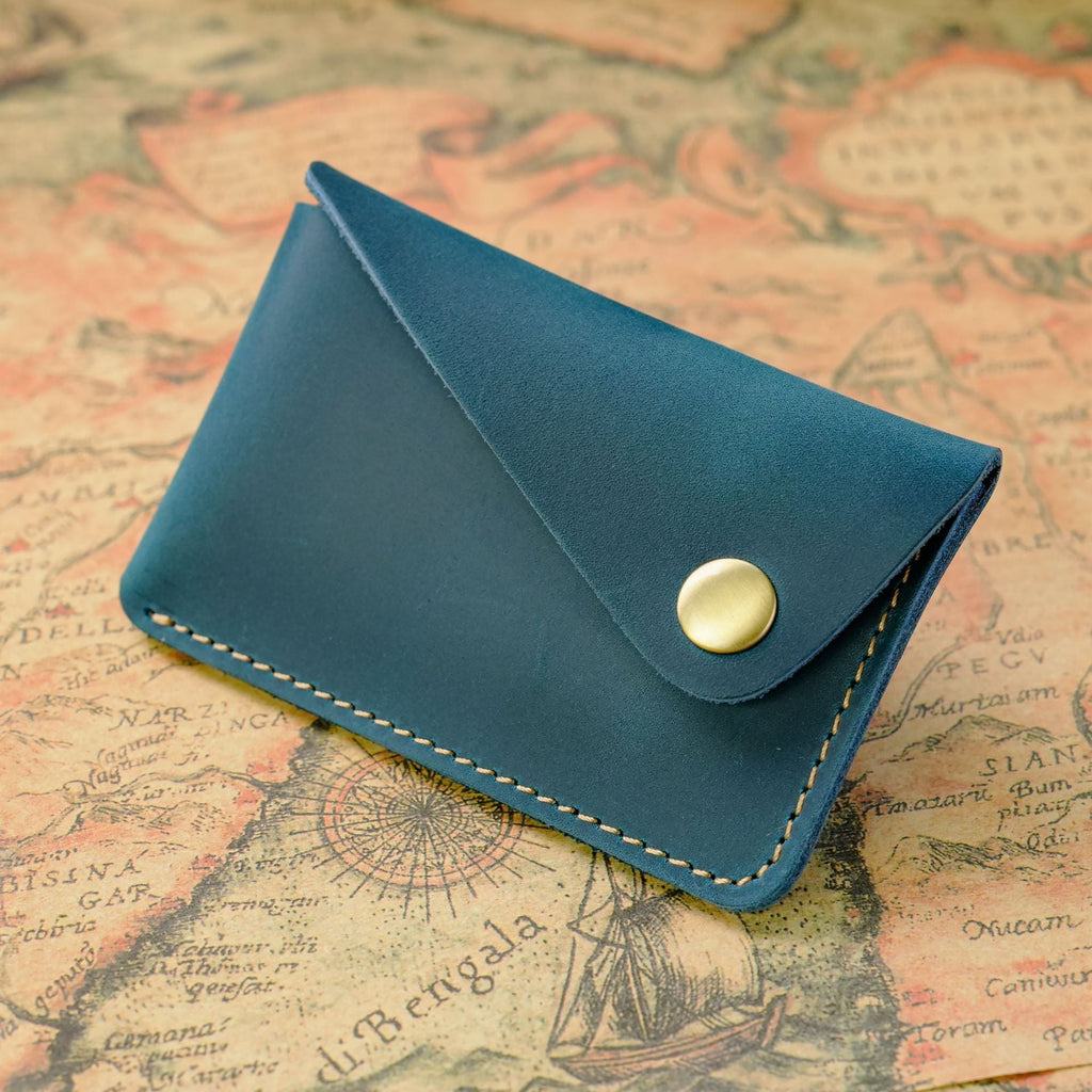 Personalised Leather Card Holder, Custom Credit Card Wallet, Leather Front Pocket Minimalist Card Case