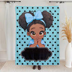 Personalized Polka Dots Cute Cartoon Little Girl Blanket with Name Flannel/Sherpa Soft Bed Couch Throw Home Decor Birthday/Christmas Gift for Girls
