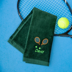 Personalized Tennis Towel – Custom Name & Racket Embroidery