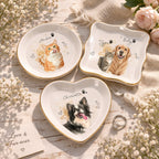 Custom Pet Jewelry Tray Watercolor Dog Portrait Ceramic Trinket Ring Dish Personalized Photo Jewelry Storage Keepsake Dog Cat Memorial Gift Pet Lover Gift