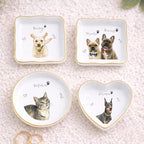 Custom Pet Jewelry Tray Watercolor Dog Portrait Ceramic Trinket Ring Dish Personalized Photo Jewelry Storage Keepsake Dog Cat Memorial Gift Pet Lover Gift