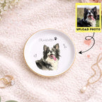 Custom Pet Jewelry Tray Watercolor Dog Portrait Ceramic Trinket Ring Dish Personalized Photo Jewelry Storage Keepsake Dog Cat Memorial Gift Pet Lover Gift
